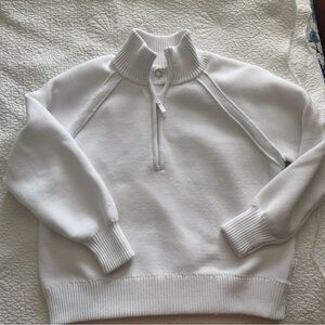 Aerie White Half-Zip Sweater